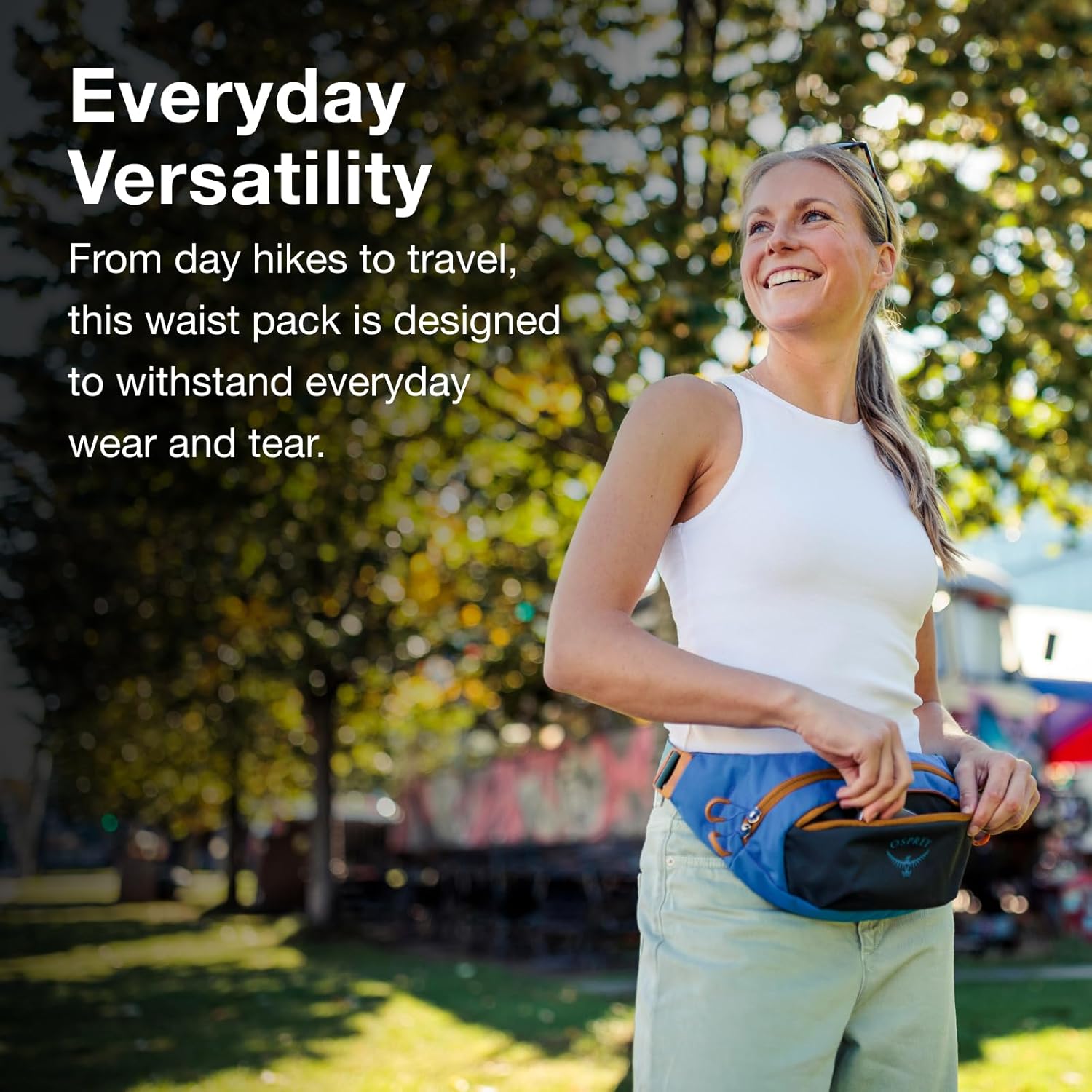 Osprey Daylite Earth Waist Pack for Men and Women, Dark Charcoal/Blue Flame
