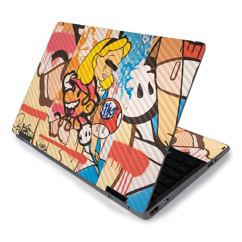 MightySkins Carbon Fiber Skin for HP Pavilion x360 11" (2019) - I Cant See | Protective, Durable Textured Carbon Fiber Finish | Easy to Apply, Remove, and Change Styles | Made in The USA