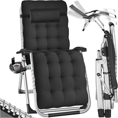 tectake® Fauteuil de Jardin Chaise Longue Pliable & Inclinable a 
