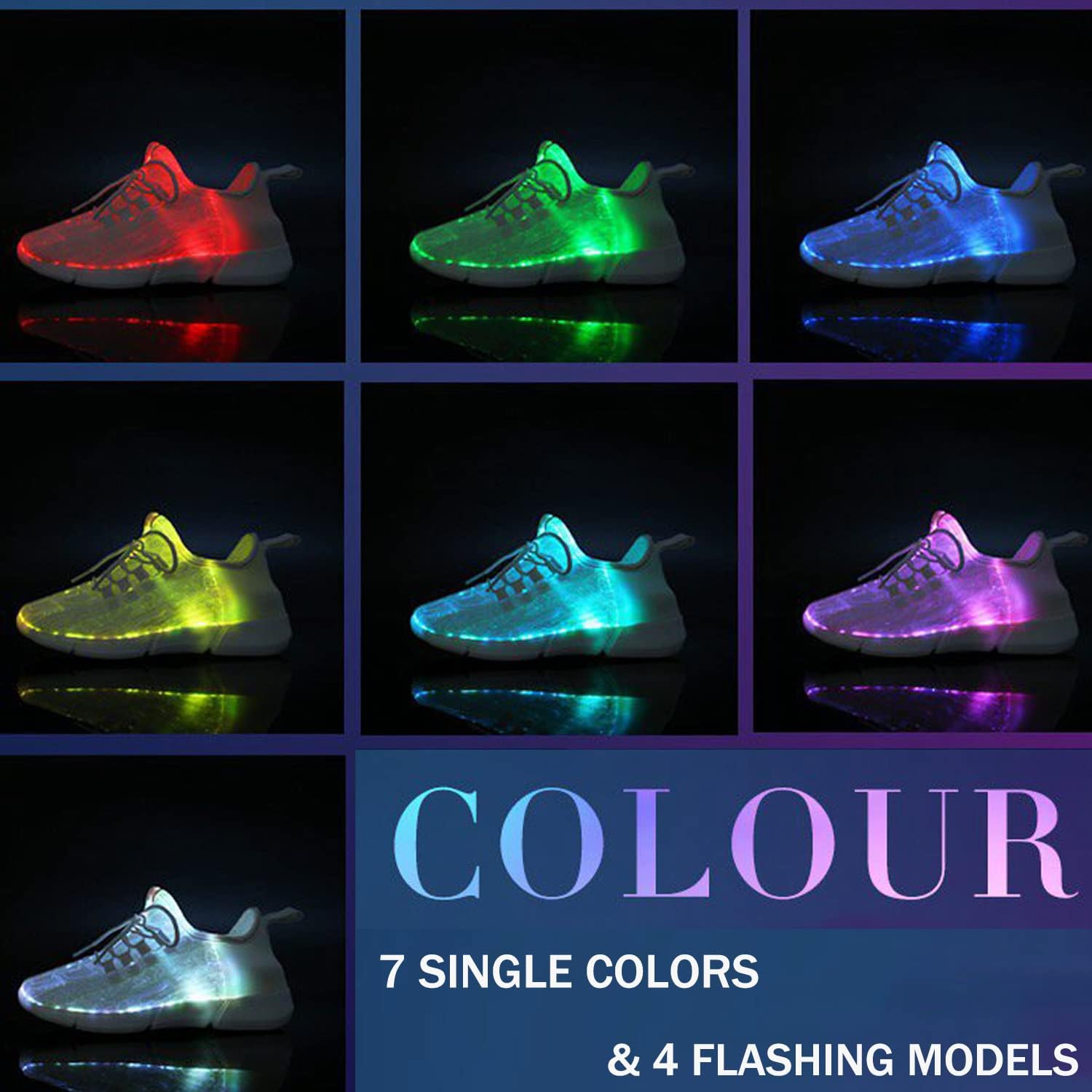rosyclo Light Up Shoes Fiber Optic LED Luminous Trainers for Men Women USB Charging Breathable Flashing Trainers for Festivals Party Luminous Shoes - Image 4