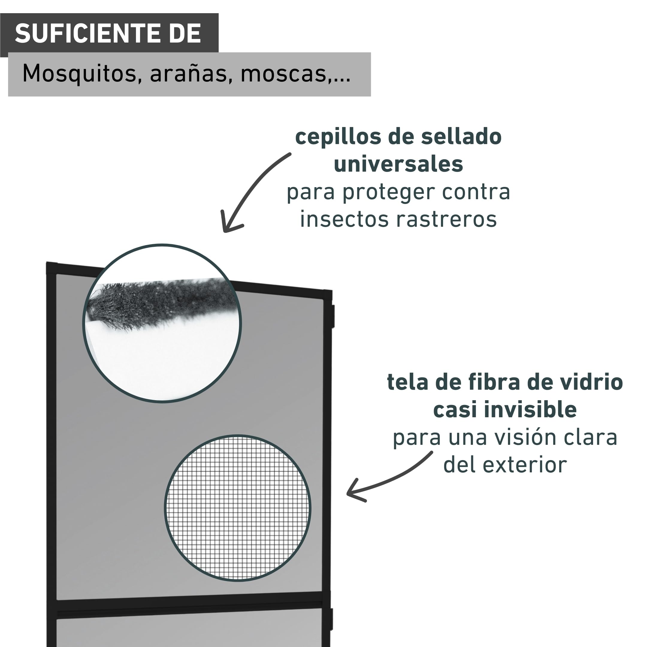 Windhager Mosquitera con marco de aluminio para puertas, 100 x 210 cm, antracita
