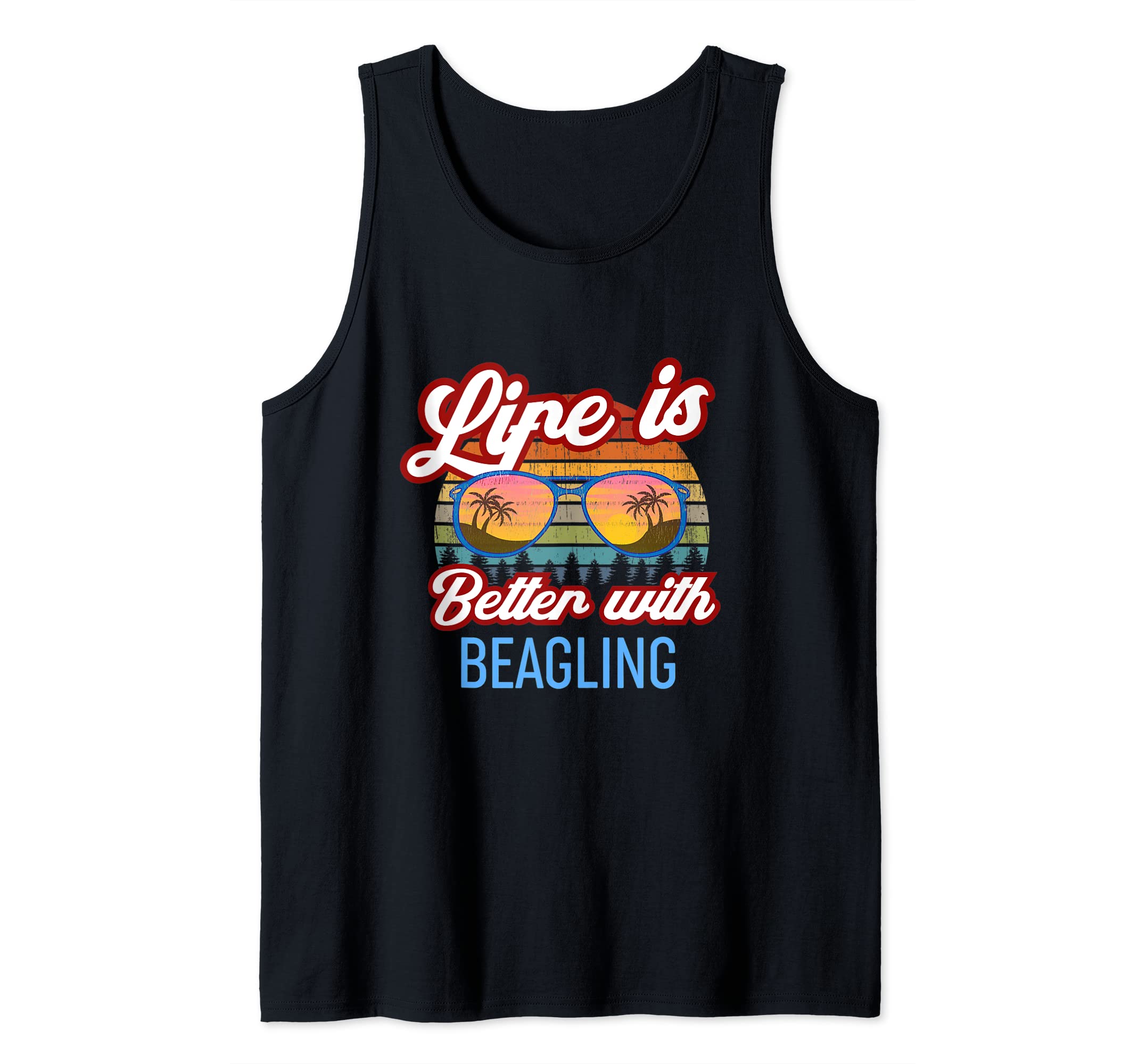 Retro Sunset Slogan - Life is Better With Beagling! Tank Top