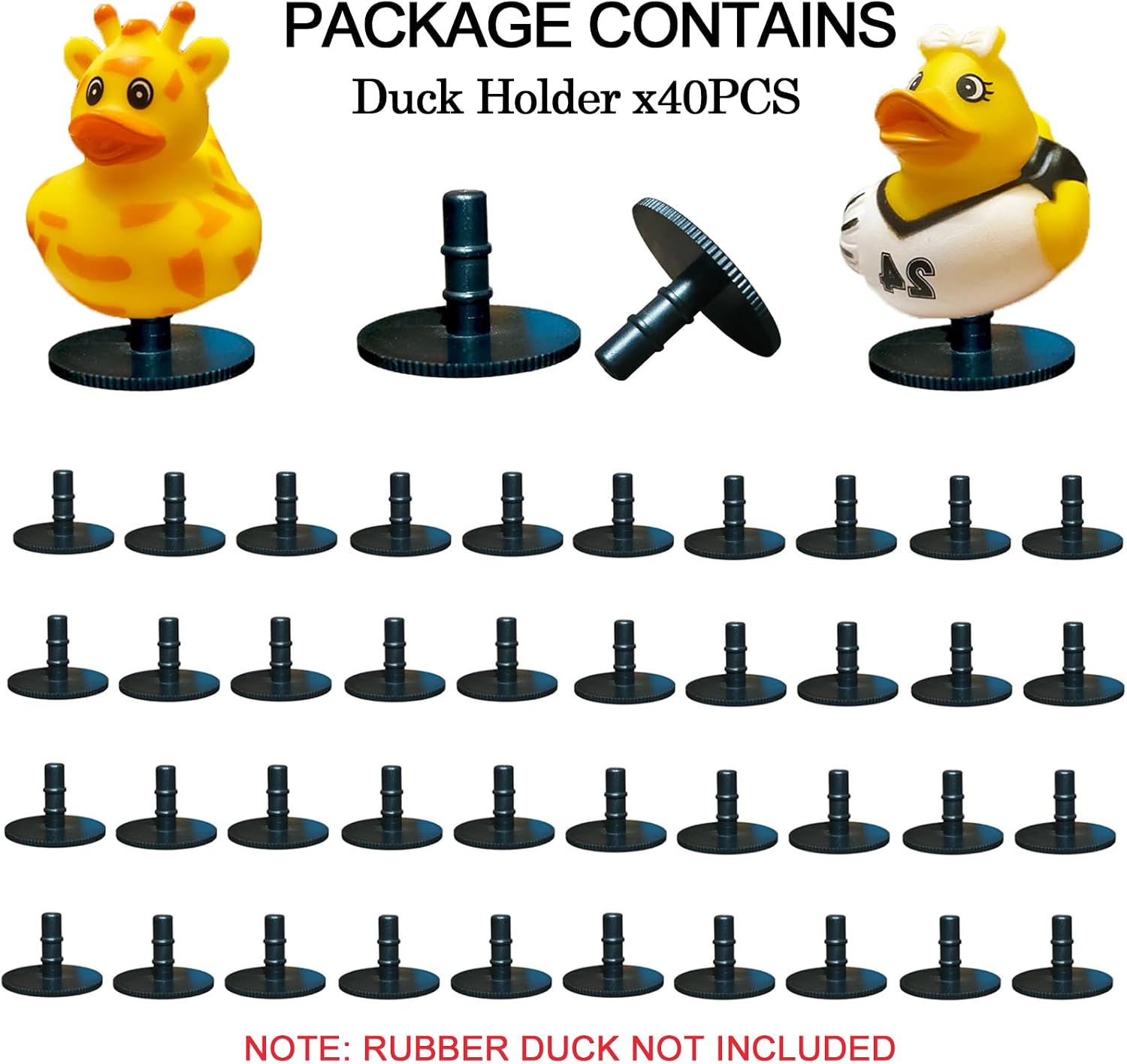 40Pcs Rubber Duck Plug, Plastic Self-Adhesive Rubber Duck Holder for Car Dashboard, Duck Plug Mount Holder for SUV Duck Display Lovers (40) image 3