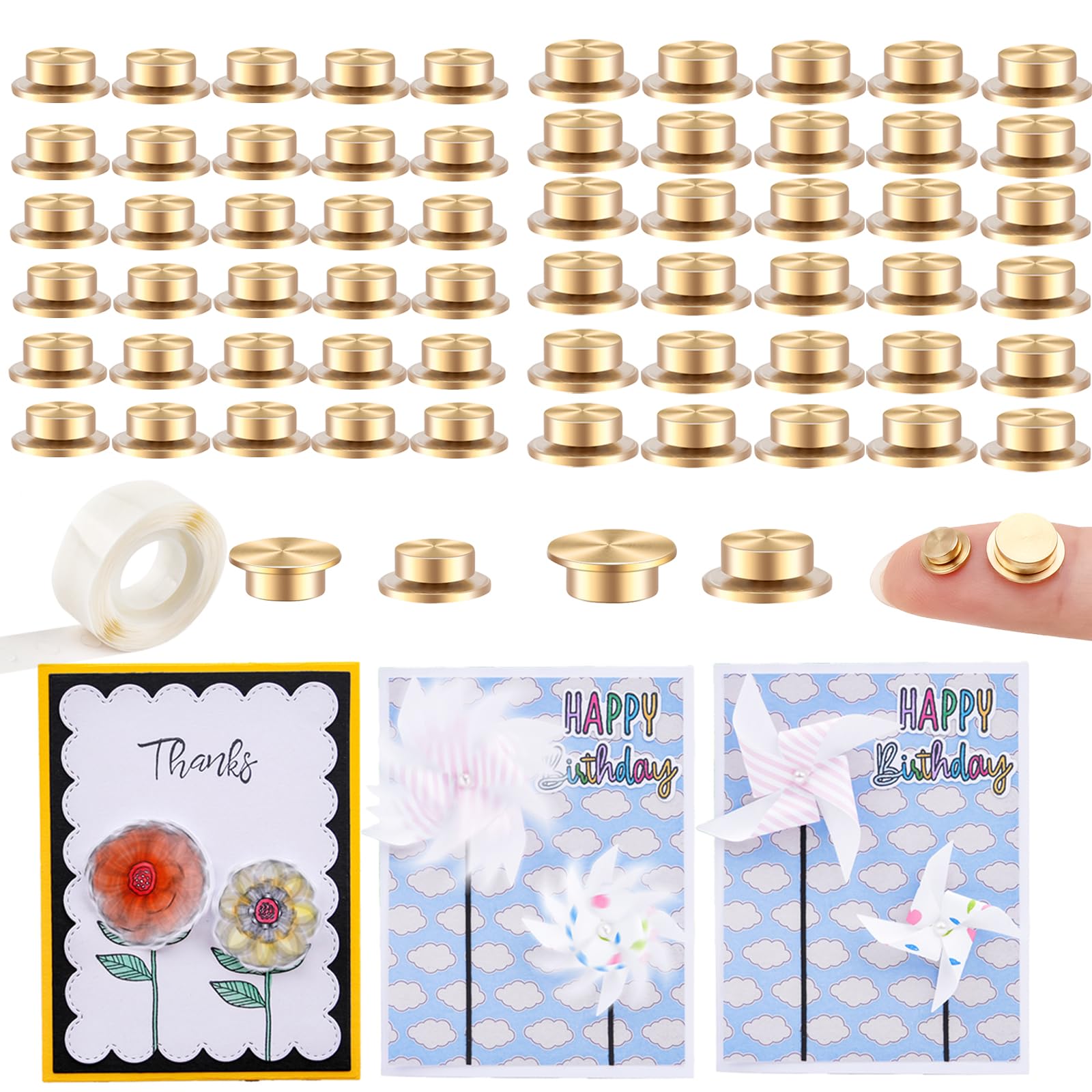 60PCS Mini Metal Rotating Bearings for DIY Handmade Crafts Paper Cards Scrapbooking DIY Greeting Cards 360°Rotation Smooth Spin Mechanism Spinner for Jewelry Making Nail Decoration(0.4inch&0.3inch)