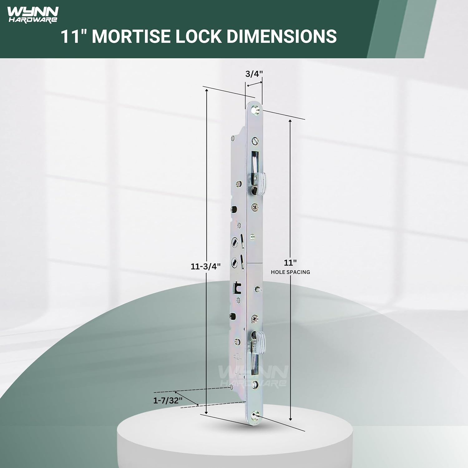 11-3/4" Multi-Point Mortise Lock with Face Plate for Sliding Patio Glass Door | Dual Point Lock Set Replacement | Fix and Repair Sliding Door Locking Mechanism - Handle NOT Included (Stainless Steel)