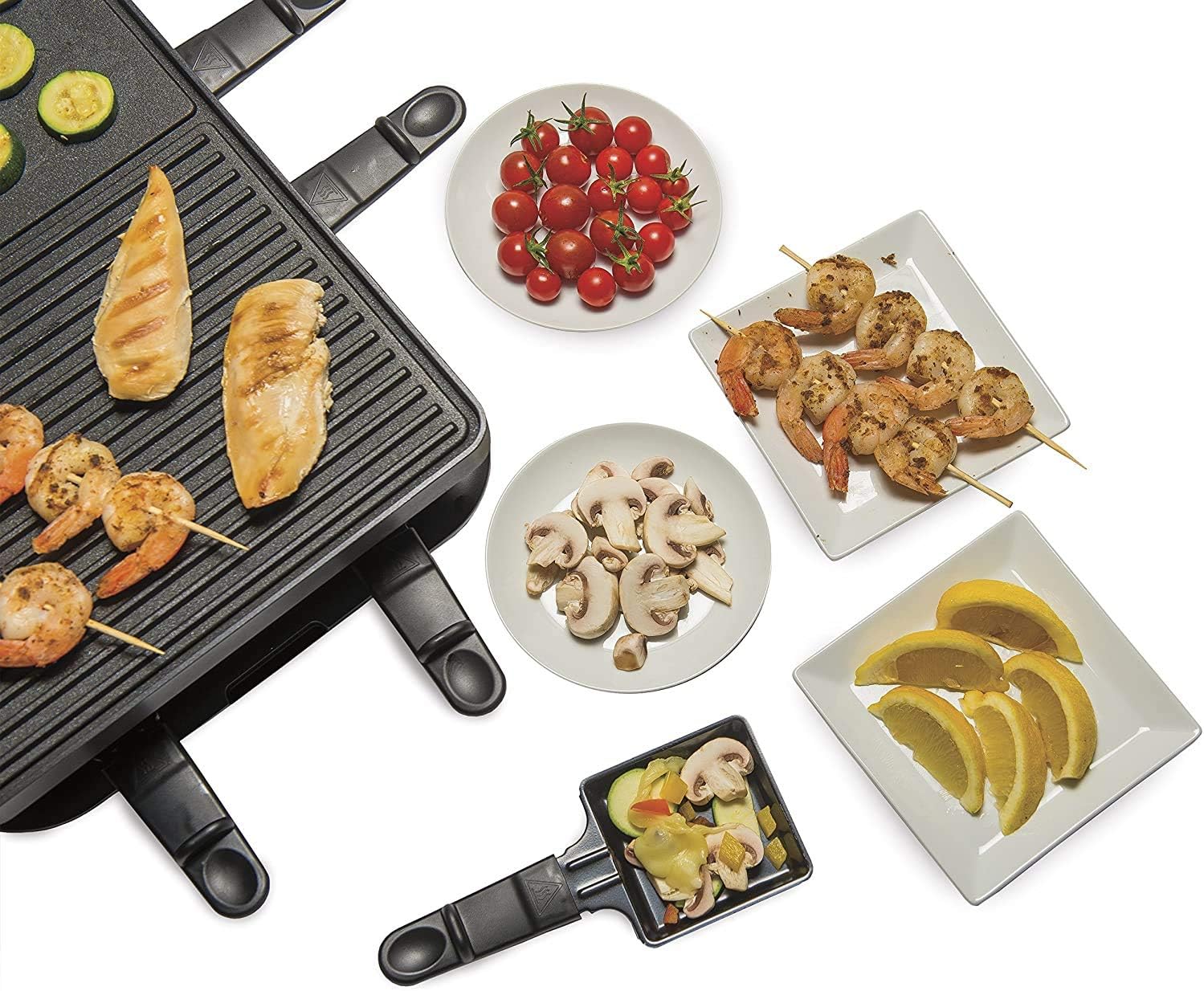 Party Grill, Electric BBQ Grill Indoor Gourmet Party Grill Set for 8 Persons BBQ Grill Indoor Outdoor and Home and Commercial Barbecue Machine Barbecue Pot Rack Teppanyaki