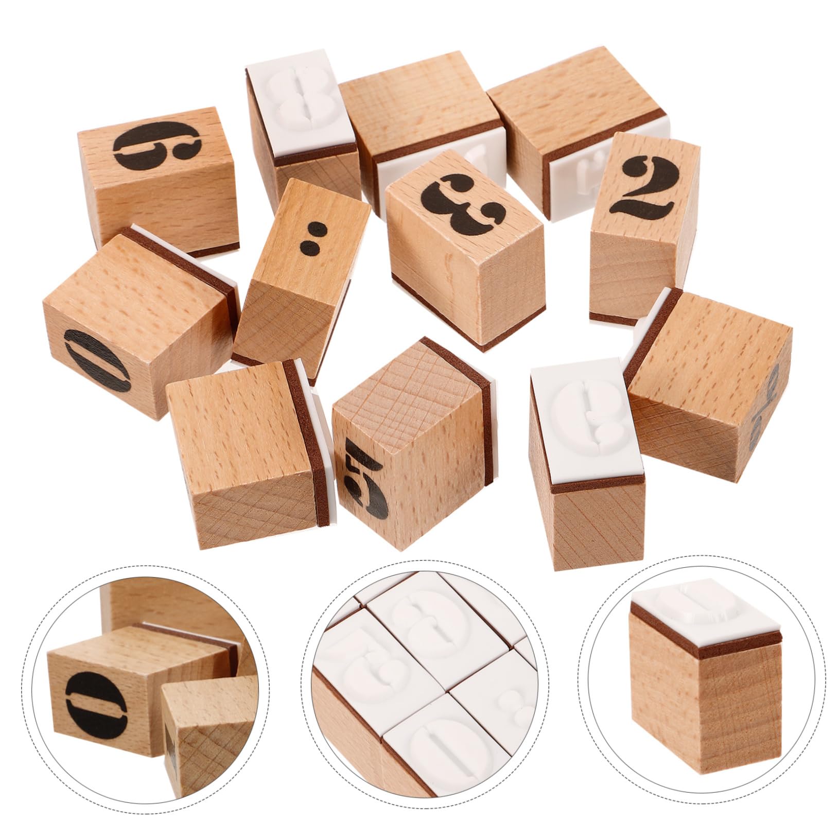 Tofficu 5sätze Holzstempel Für Diy-kunsthandwerk Dekorative Zahlenstempel Aus Robustem Holz Für Scrapbooking Kartenherstellung Und Kreative Projekte