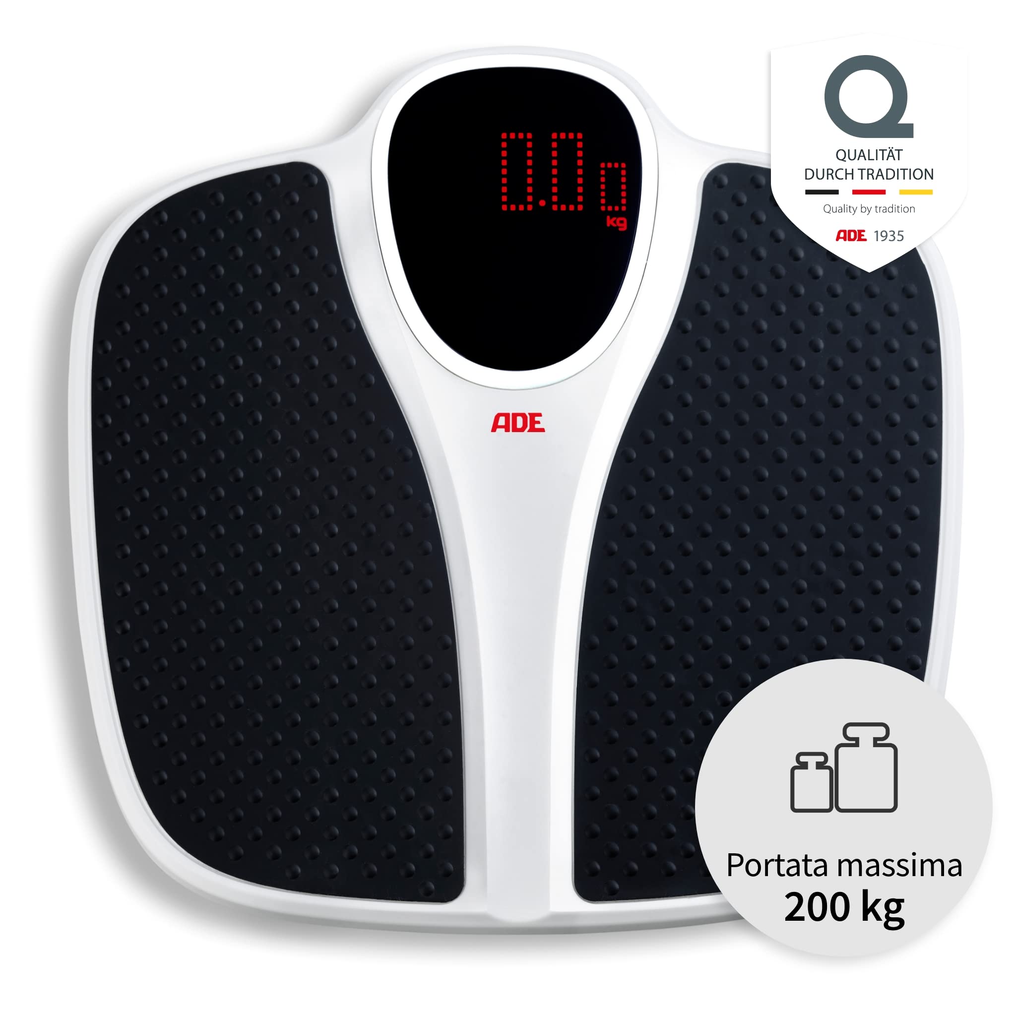 ADE Bilancia pesapersone digitale fino a 200 kg | superficie di pesatura extra larga e antiscivolo | display di facile lettura | perfetta per gli anziani | capacità di carico extra elevata