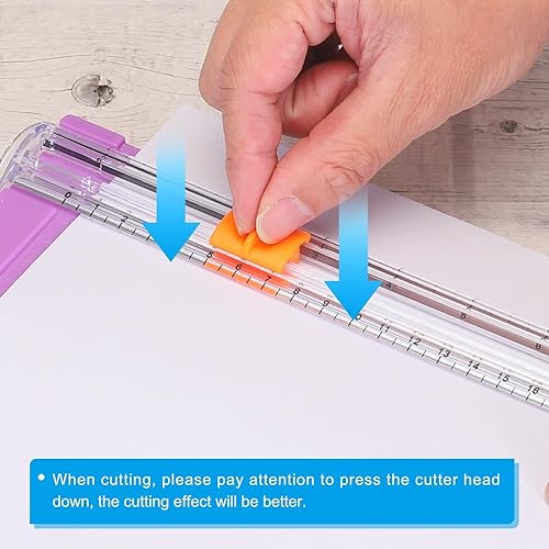 Miniatura 6 de PATIKIL Cortadora de papel, herramienta de plástico portátil A5 con regla lateral para álbumes de recortes, manualidades, papel fotográfico,