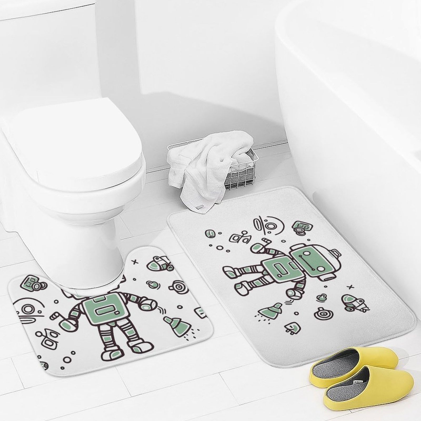 Tapis de bain en forme de U antidérapant pour sortie de douche sécurisée