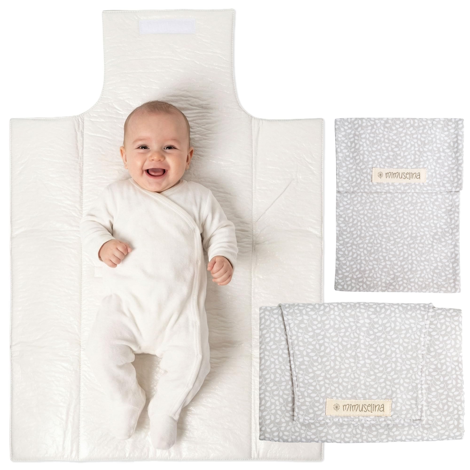 MIMUSELINA Pack de Cambiador Bebe Portatil Impermeable y Bolsa Pañales | Cambiador Bebe Plegable y Ligero para Paseo | Exterior 100% Algodón | Ideal como Regalo Recien Nacido | Hecho en España — view 21