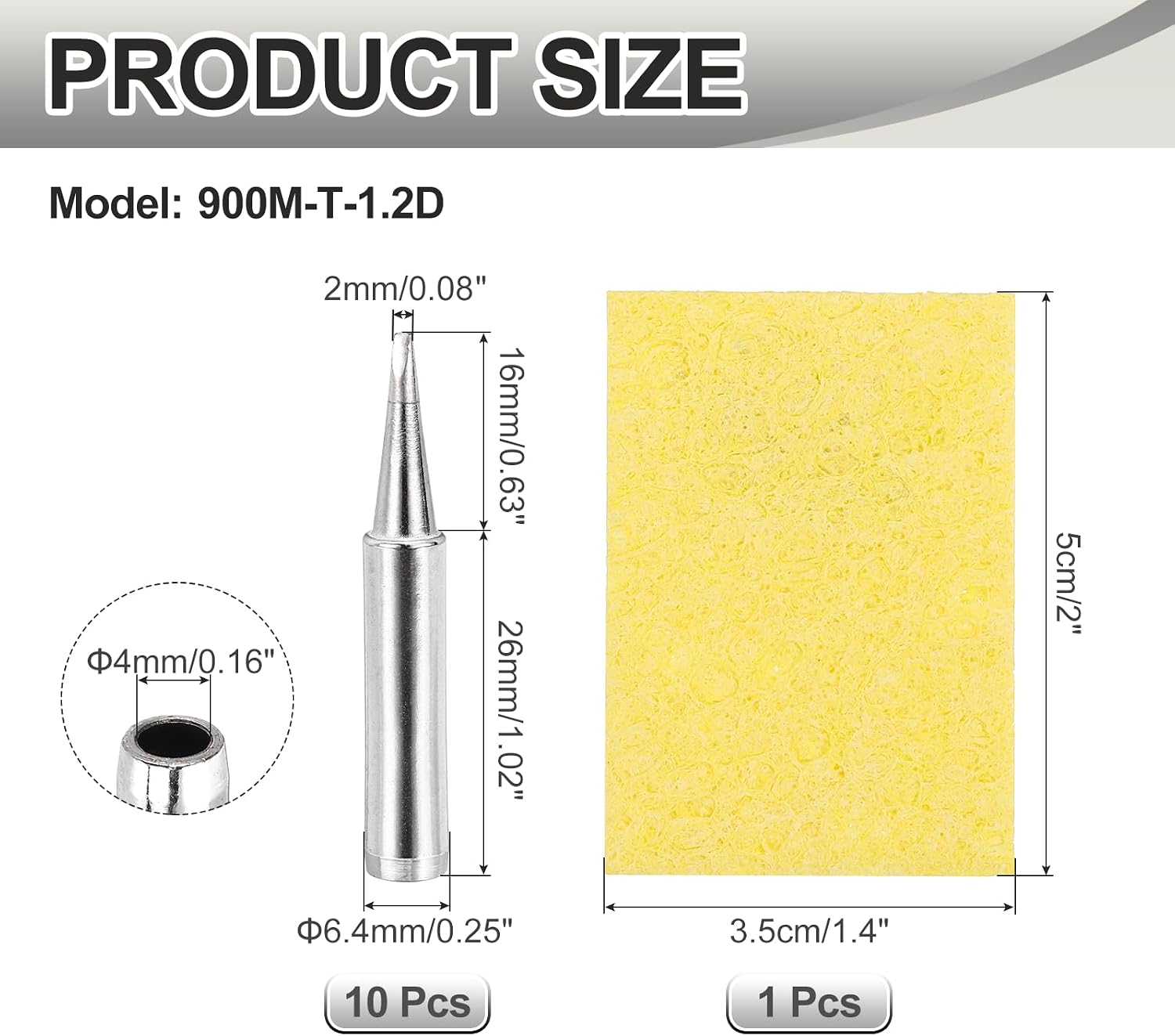 MECCANIXITY Pack of 10 900M Solder Tips Internally Heated Soldering Tips with Cleaning Sponge Pad Replacement Welding Accessories Kit for Electrical Solder Station Tip (900M-T-1.2D) image 2