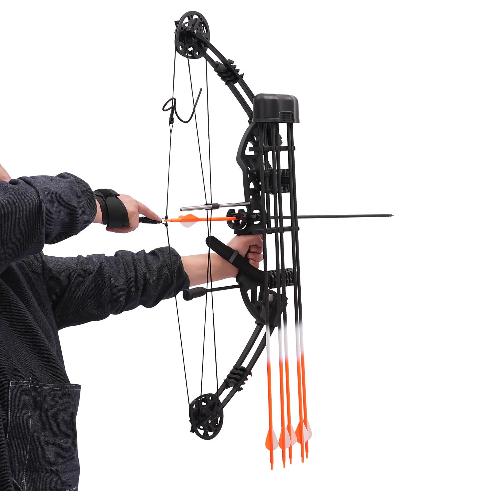 Compoundbogen Set Erwachsene, 30-60 LBS Einstellbar Bogenschießen Erwachsene Jagdbogen Sportbogen mit 12 Pfeilen für Jagd Zielschießen Praxis