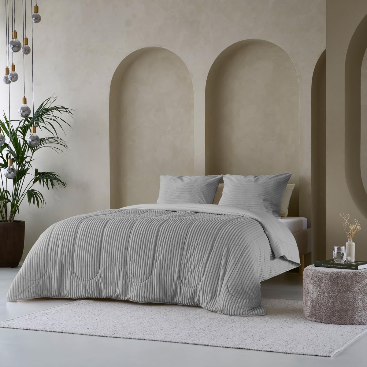 Zelesta Groovebed Bettdecke - Waschbare bettdecke ohne Bezug - Teddy Bettwäsche winterdecke und Sommer-Bettdecke warm Duvet - 4 Jahreszeiten - Fluffy (Grey, 140x200 cm)