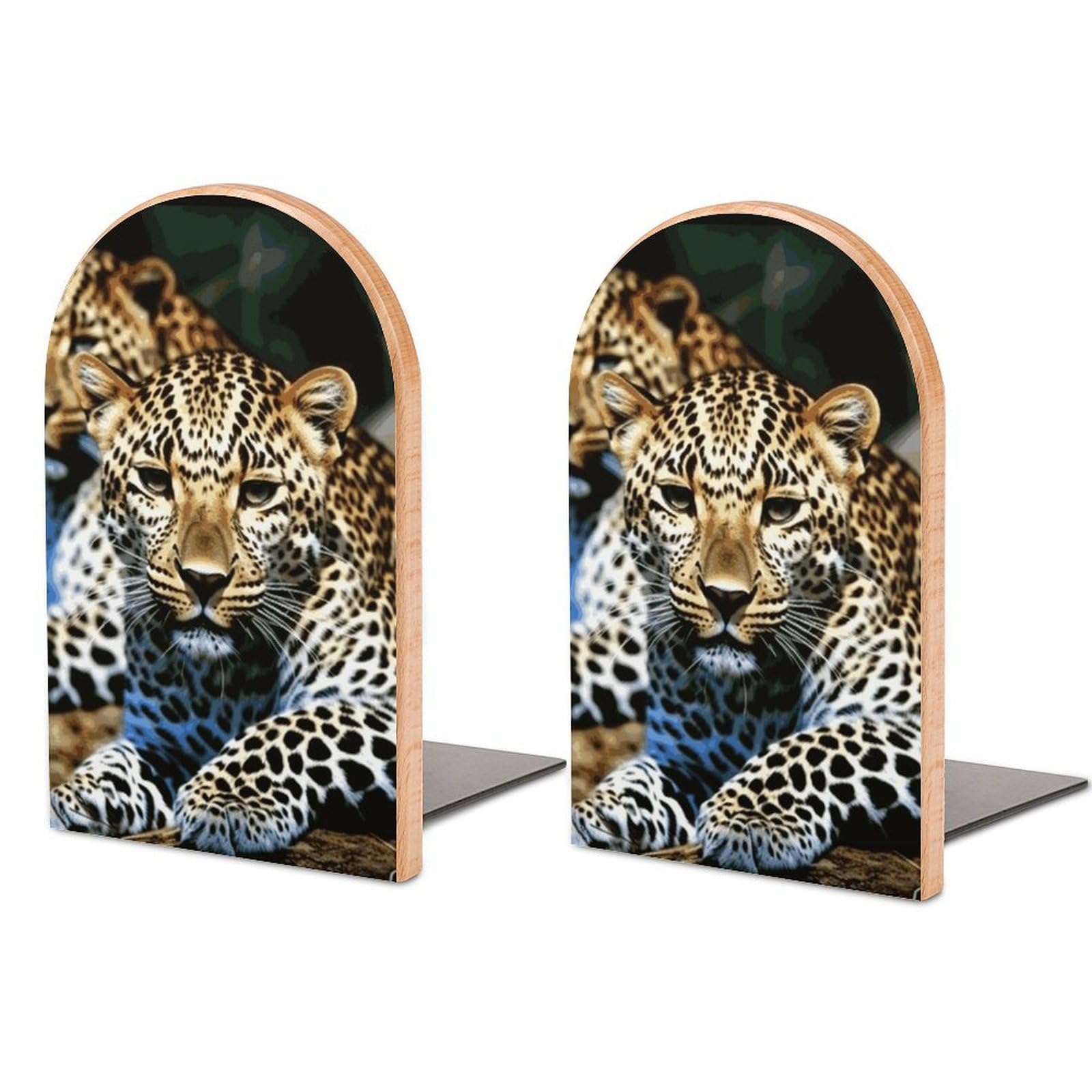 Leopard Bookend Modern Bookends for Shelves Non-Skid Book Holder Heavy Duty Metal Book Storage for Books CDs Decorative Book Stopper for Home