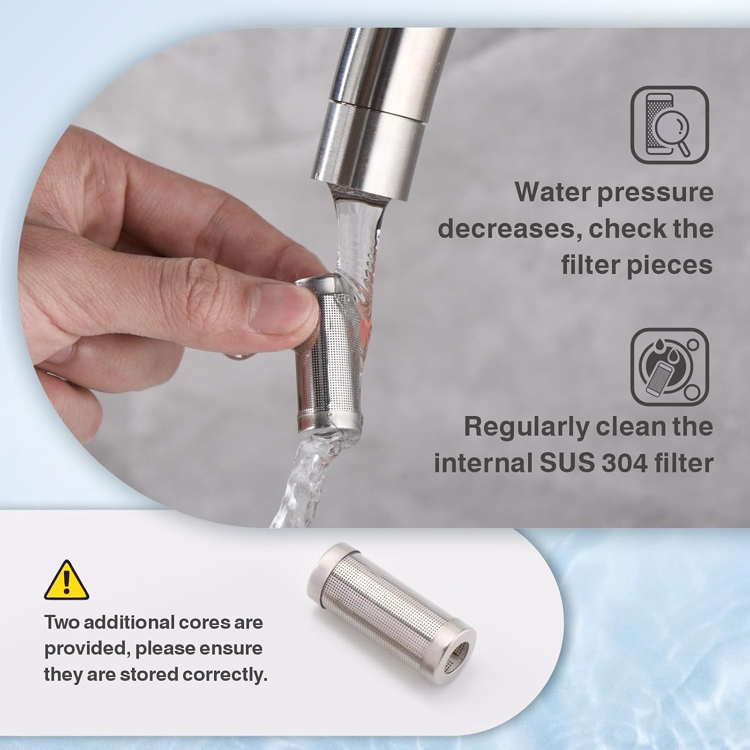 RULIA, Water Filter Pieces, Impurity Filter Attachment, Household Water Pre Filtration with Extension Hose, Reusable Sink Water Filter, 2 Piece, RB2029 image 4