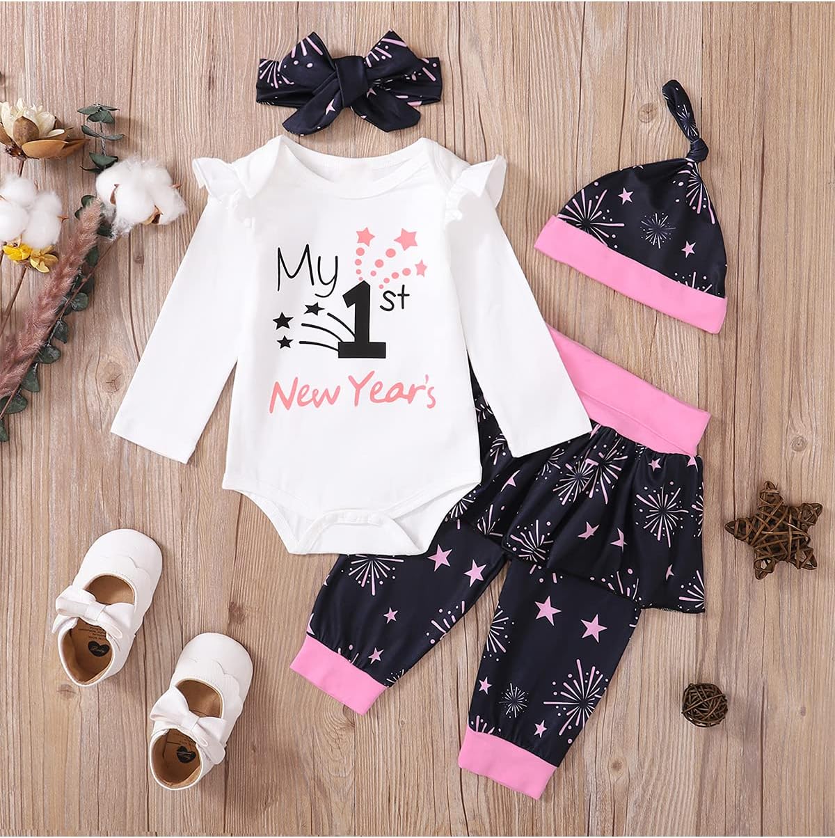 Baby Girl My 1st New Year's Outfit Set Cute First New Year Pant Set - Image 2