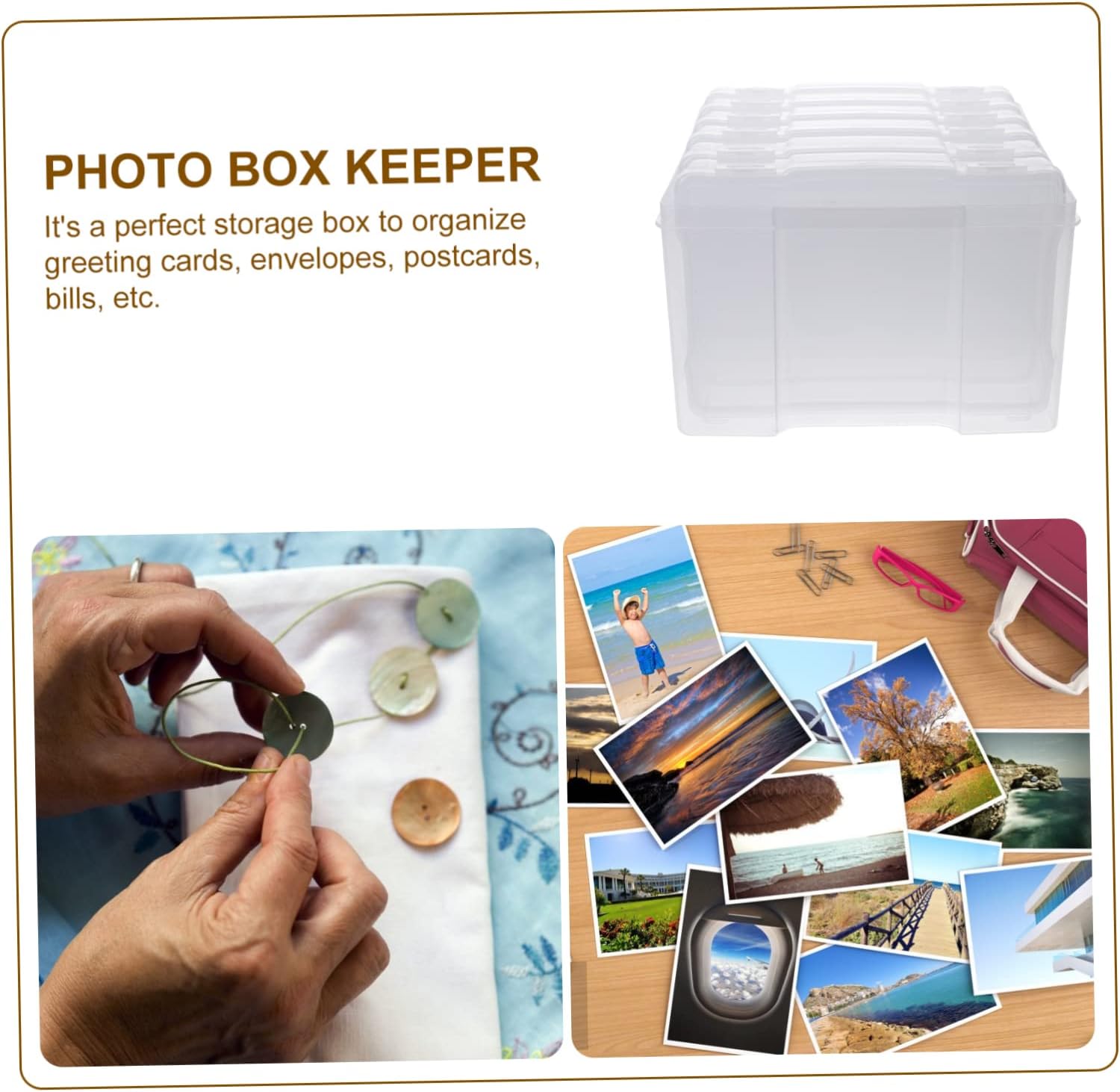 6-piece Plastic Greeting Card Storage Case Dividers Scrapbook Box for Bill Photo Card Organizer Set