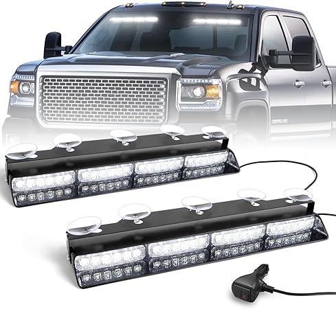 HLauto 48LED Emergency Strobe Lights W/Controller: 12" Rooftop Safety Flashing Lights Amber Red Strobe Warning Lights Bar W Magnetic Base Trucks Constr