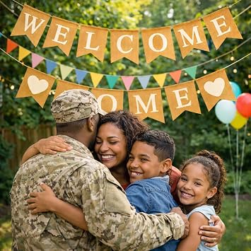 Welcome Home Burlap Banner for Welcome Home Party Decorations