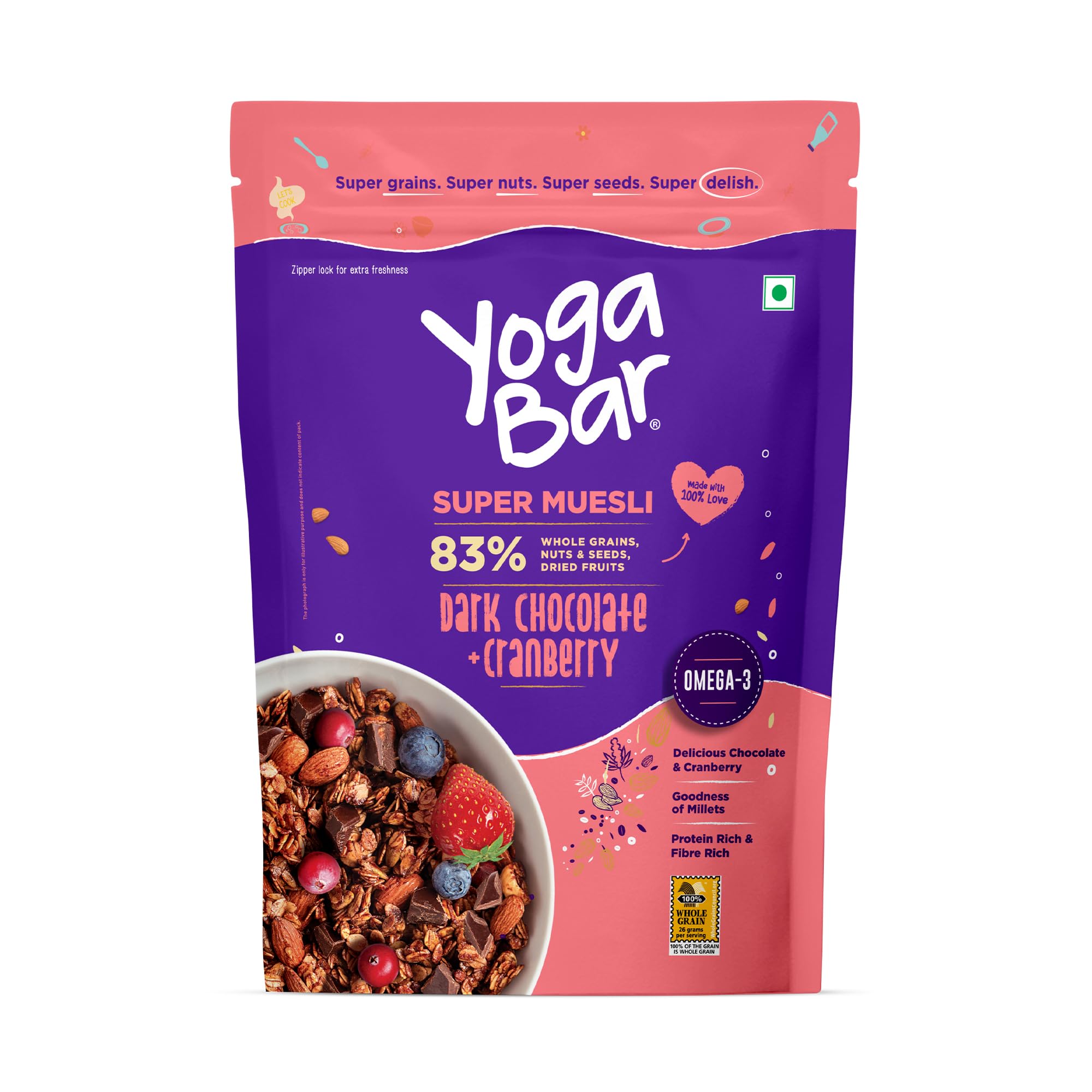 Wholegrain Breakfast Muesli - Dark Chocolate and Cranberry, 700g (Super Saver Pack)