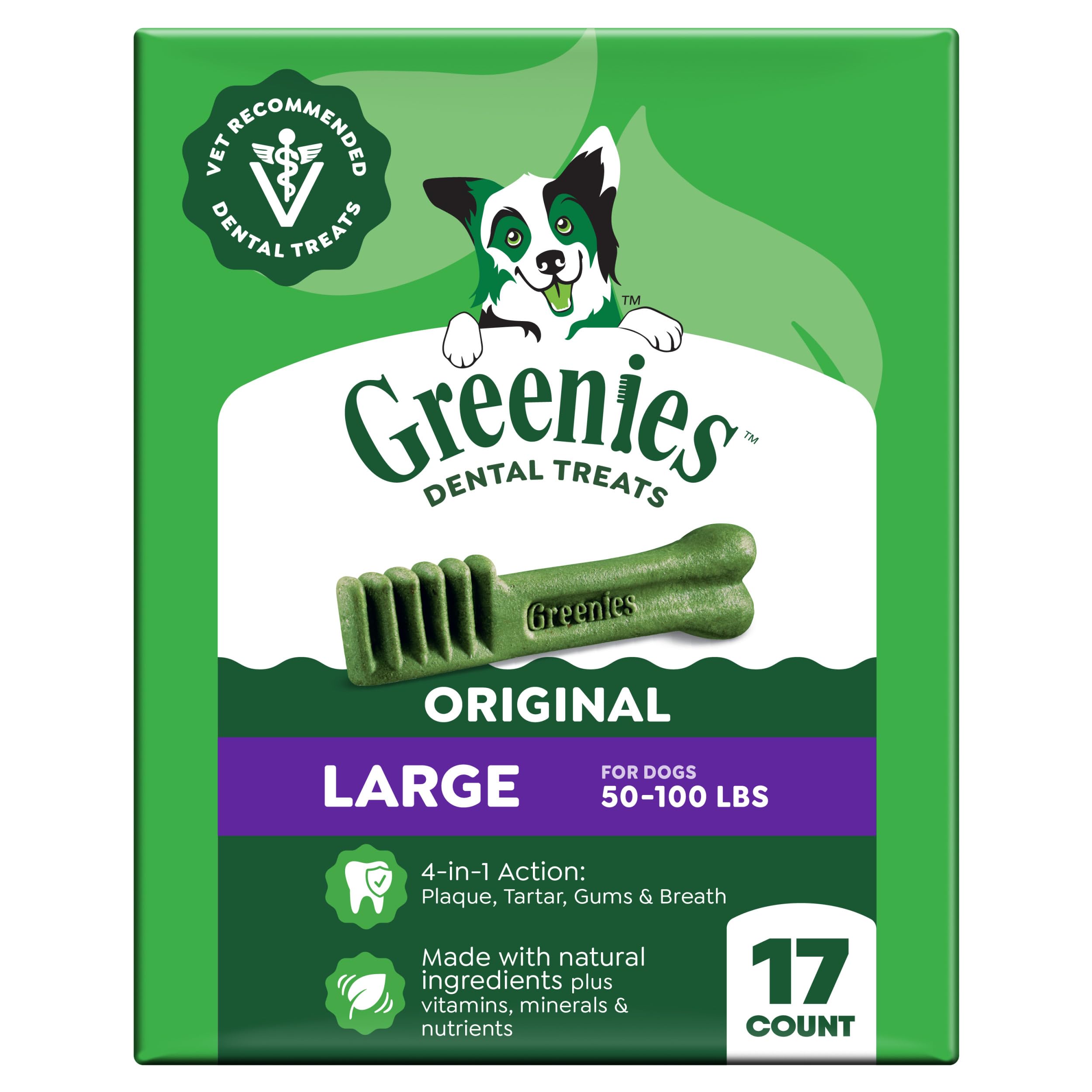 Greenies Original Large Natural Dental Care Dog Treats, 27 oz. Pack (17 Treats)