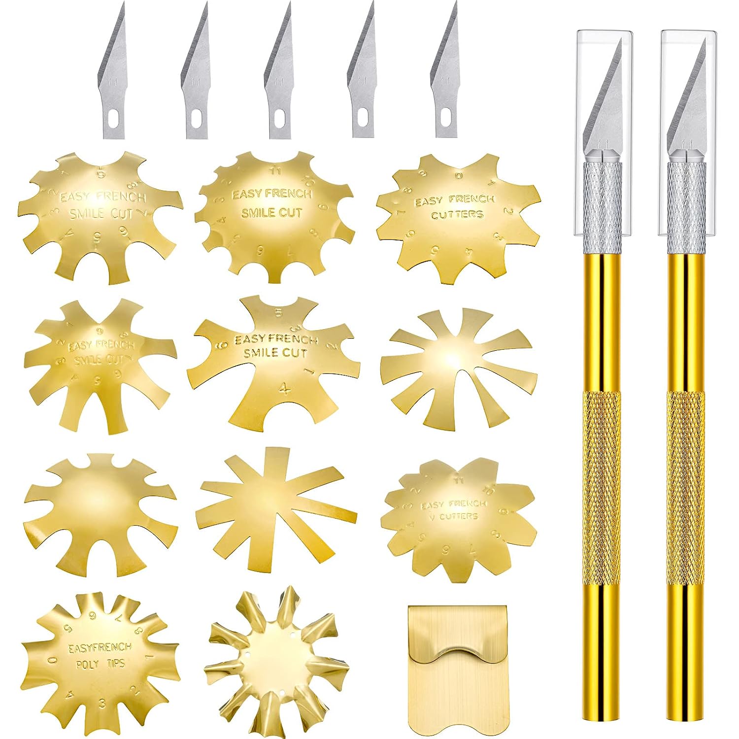 Honoson 19 Pcs French Nail Tip Cutter Tool Kit, Gold