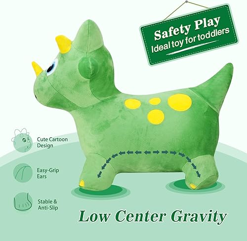 Miniatura 28 de INPANY Juguetes hinchables de salto de toros – Tolva de vaca de felpa marrón para niños pequeños, caballo inflable de animales de granja, paseo al