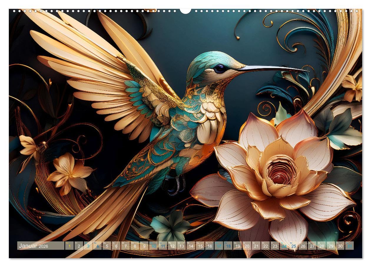 Tiere im Jugendstil - Eine Hommage an die Schönheit des Art Nouveau (Wandkalender 2026 DIN A2 quer), CALVENDO Monatskalender: Wertschätzung für die ... der Ästhetik des Jugendstils (CALVENDO Tiere)