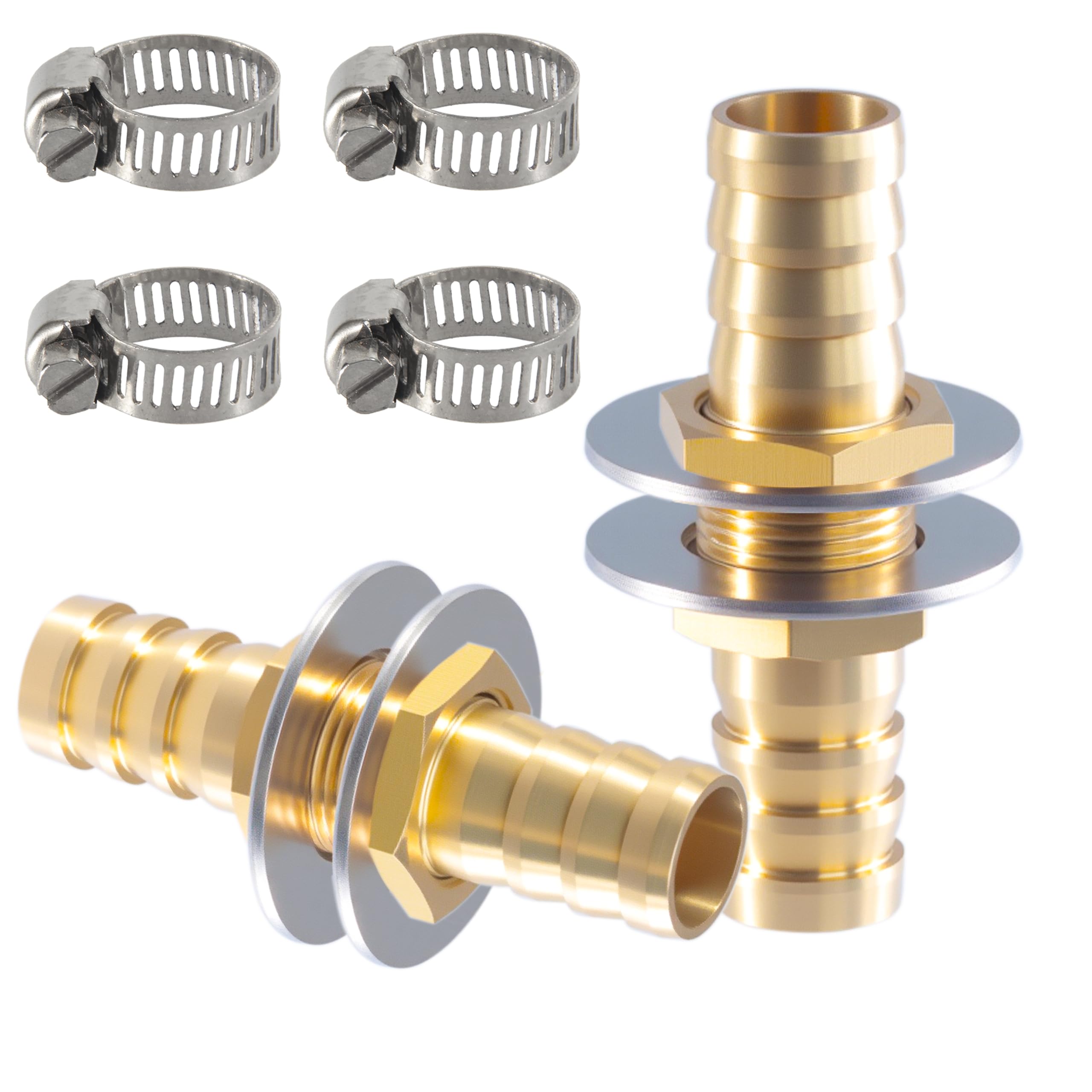 Raccords Quickun 1/2" Hose Barb Thru-bulk En Plastique (pack De 2) - Union Droit, Finition Laiton, Neuf