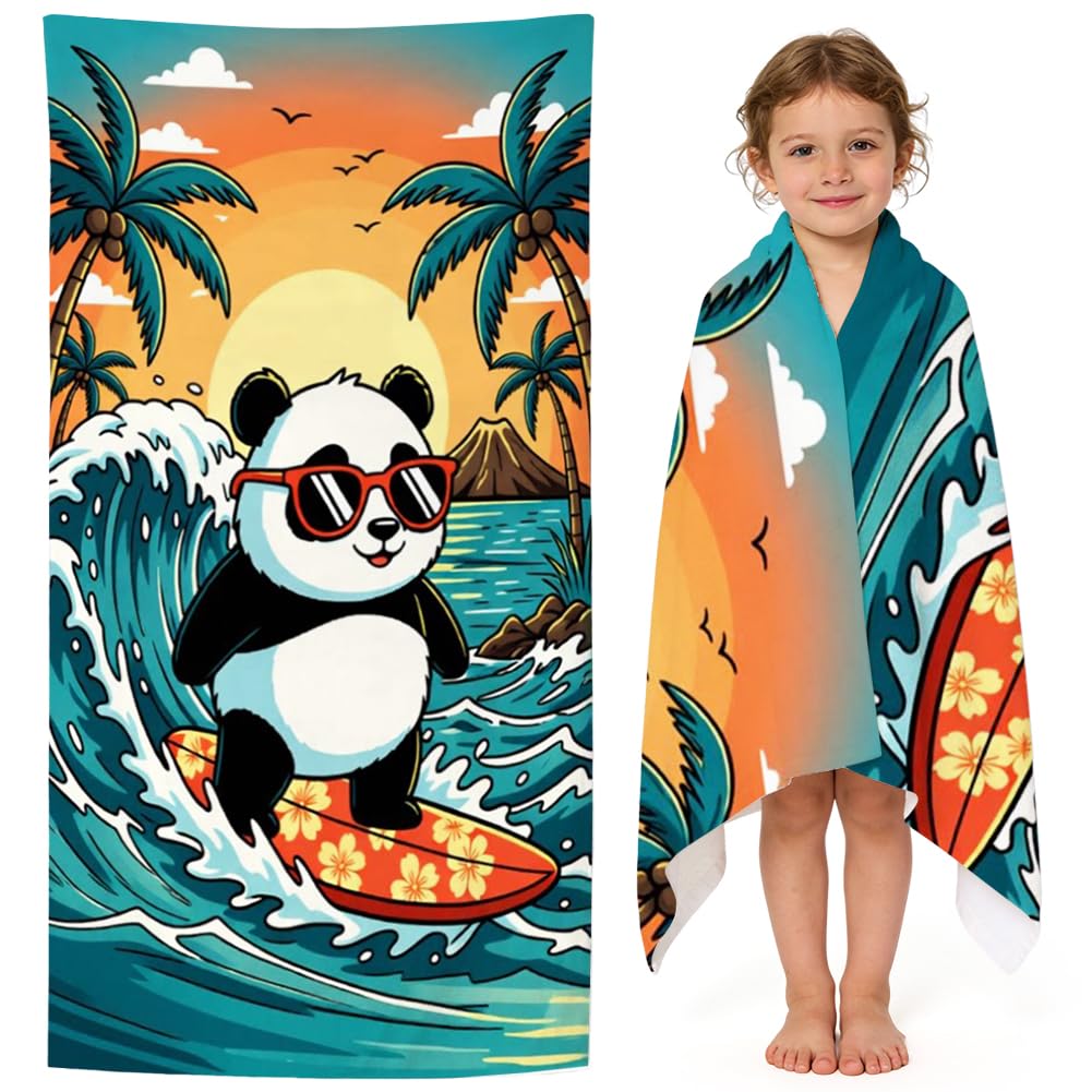 FCXVXCL Panda Beach Towel Bath Towel Microfibre Towels Lightweight Compact and Quick Drying Travel Summer Wash Cloth for Outdoor, Bath, Swimming 70x150cm