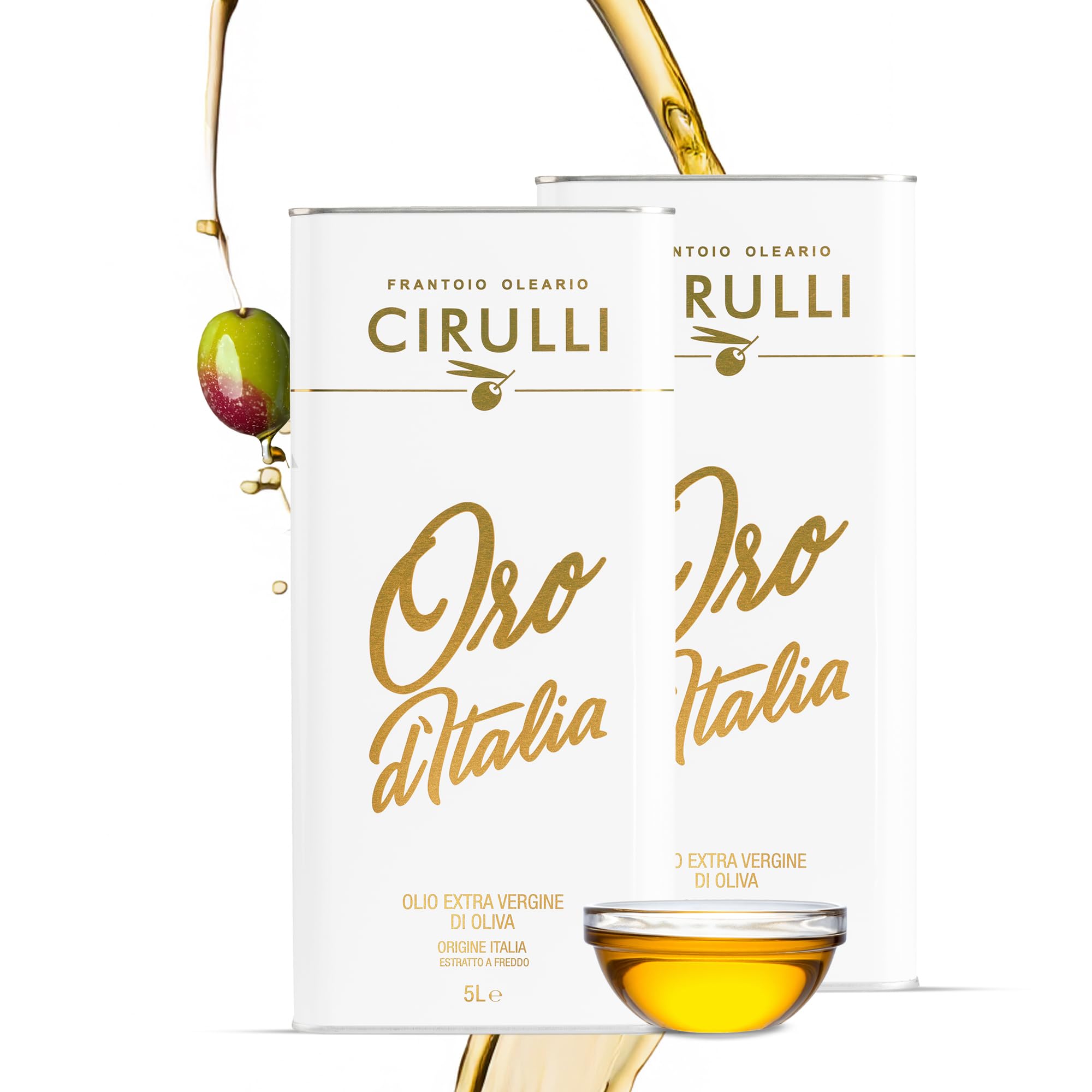 Cirulli Huile d'Olive Extra Vierge Italienne, 5L x2, Boîte Bec Verseur