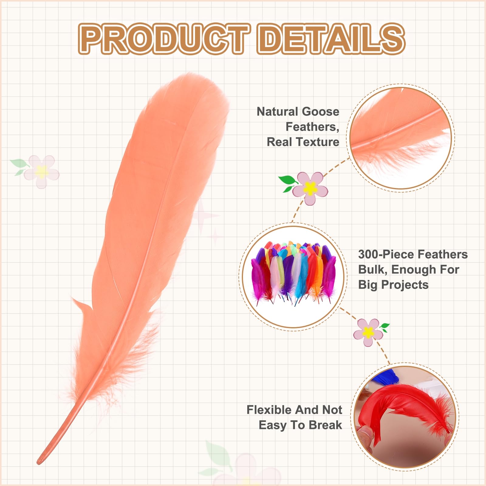 PATIKIL 4-7" Piume D'Oca Naturali All'ingrosso Per Artigianato, 300 Confezione Piume Lunghe Di ricchi colori Decorazioni Per Acchiappasogni Fai Da Te, Cappello， Ghirlande, Rosa Opaco