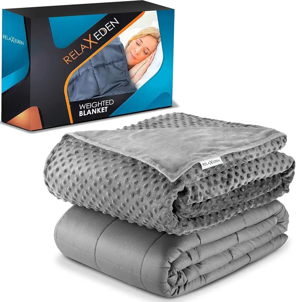 RelaxEden® Adult Weighted Blanket W/Removable, Washable Duvet Cover| 15 lbs, 60”x 80” Size| Heavy Glass Micro-Beads| Supreme Sleeping Comfort for Adults| Hot &amp; Cold Sleeping| 100% Soft Cotton Buil