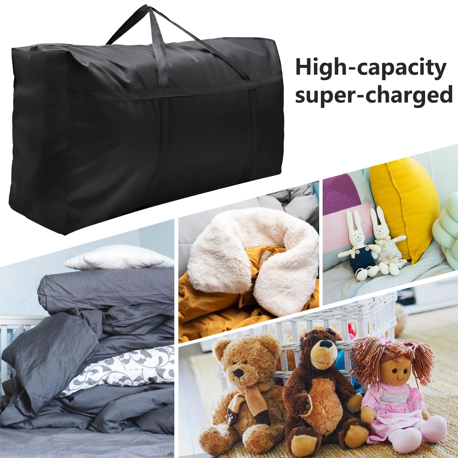 Lot De 2 Sacs De Rangement Extra-Larges 120 L – Oxford 600D Imperméable Avec Fermetures Éclair & Poignées !
