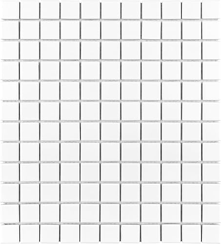 SomerTile Metro Square - Mosaico de porcelana blanco mate de 11.75 x 12.88 pulgadas