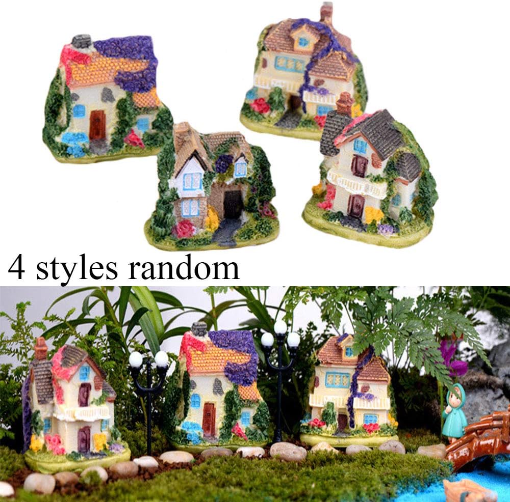 Kbraveo 15-Piece Miniature Fairy Garden Stone & Resin Houses, Miniature Fairy Cottage Houses for Gardens, Patio Outdoor Decor image 4