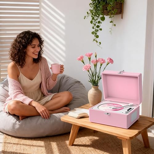 Miniatura 8 de Reproductor de CD con altavoces Bluetooth, reproductor de CD recargable para el hogar, compatible con USBAUX, conector para auriculares, para