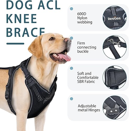 Miniatura 6 de Dog Knee Brace for Torn ACL Hind Leg, Acl Brace for Dogs Rear Leg, Warm Joint and Relieves Joint Pain, Support Back Leg with Arthritis Pain,L Grande