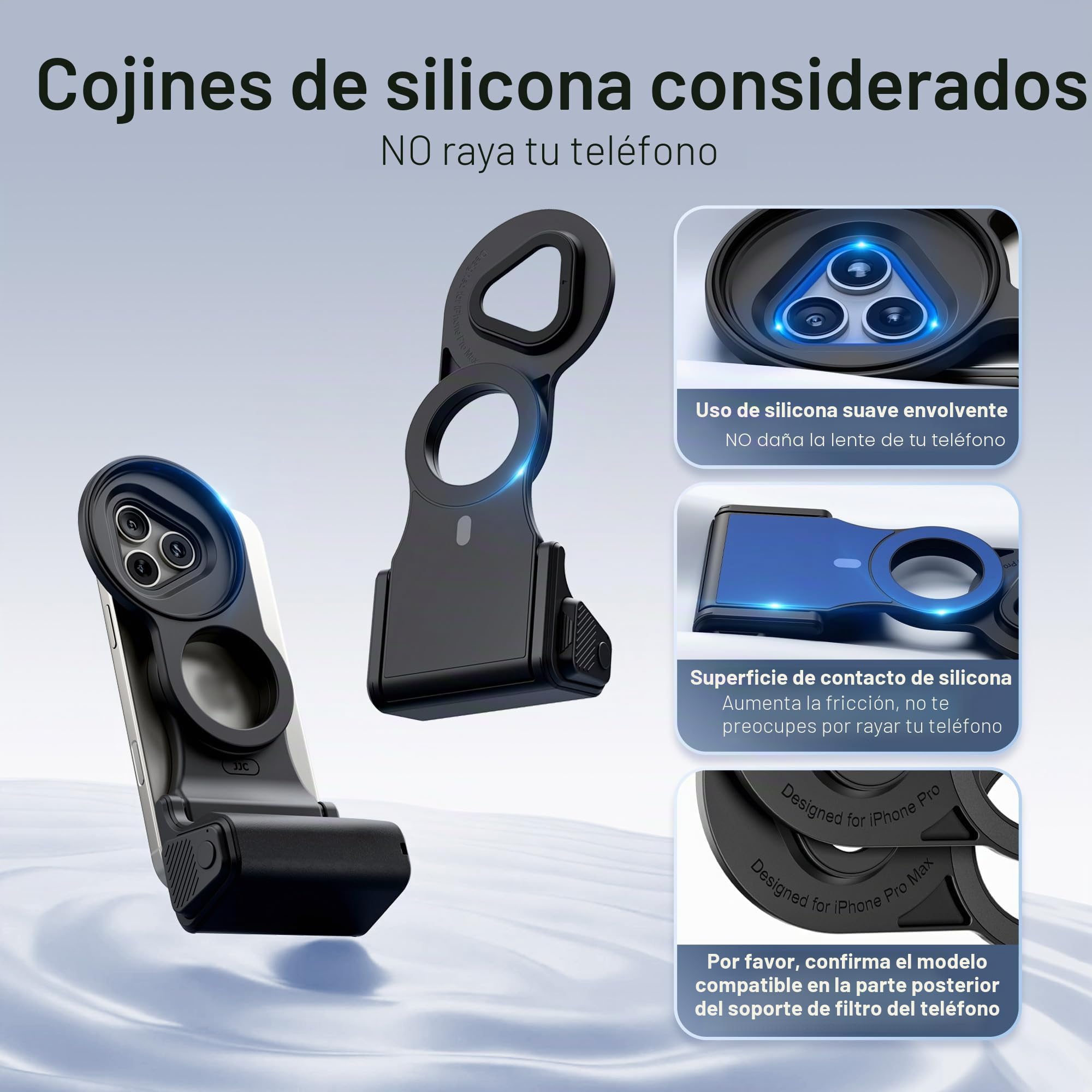 JJC Filtro ND Variable para teléfono ND2-128 (7 Paradas), Adaptador de Filtro magnético, Handgirp, Kit 3 en 1 para iPhone 17 Pro Max/16 Pro Max/15 Pro Max/14 Pro MAX, filtros de Densidad Neutra con