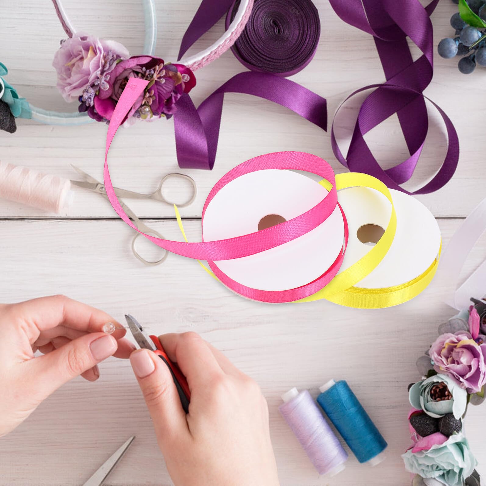 18 Rollen Teiliges Polyester Satin Geschenkband Bunte Dekorationsbänder zum Basteln für Festival Geschenkverpackung Hochzeits und Partydekoration
