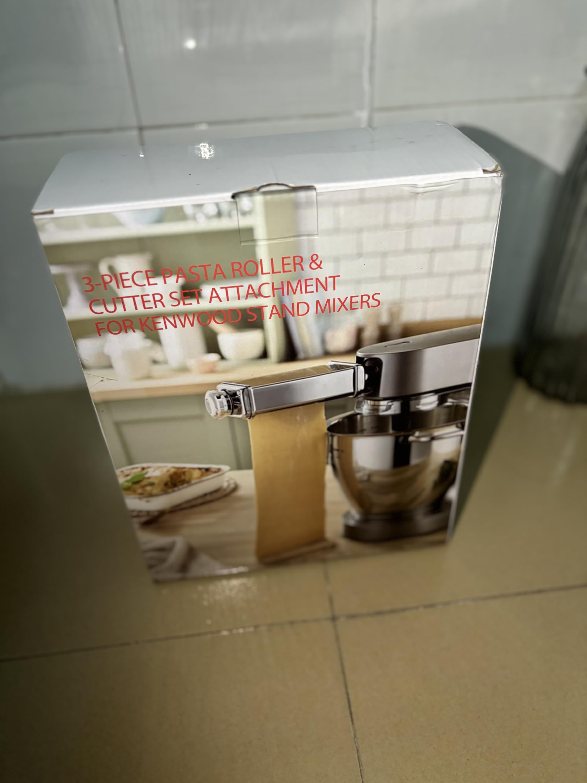 Nudelaufsatz für Kenwood Standmixer, inklusive Nudelblattwalze Spaghettischneider und Fettuccinischneider Nudelmaschine mit 8 Drehknopf zur Einstellung, für Kenwood Pasta Maker Zubehör