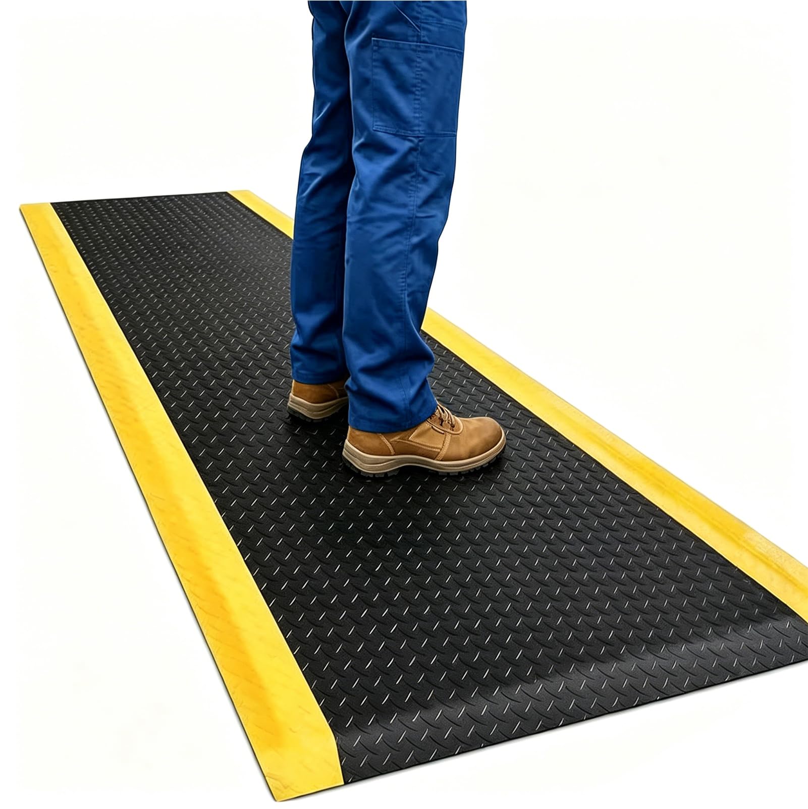 Tapis anti-fatigue - 90 x 150 cm - 24 mm d'épaisseur - Tapis de travail industriel avec surface en PVC antidérapante et base en caoutchouc - Tapis ergonomique pour atelier, garage