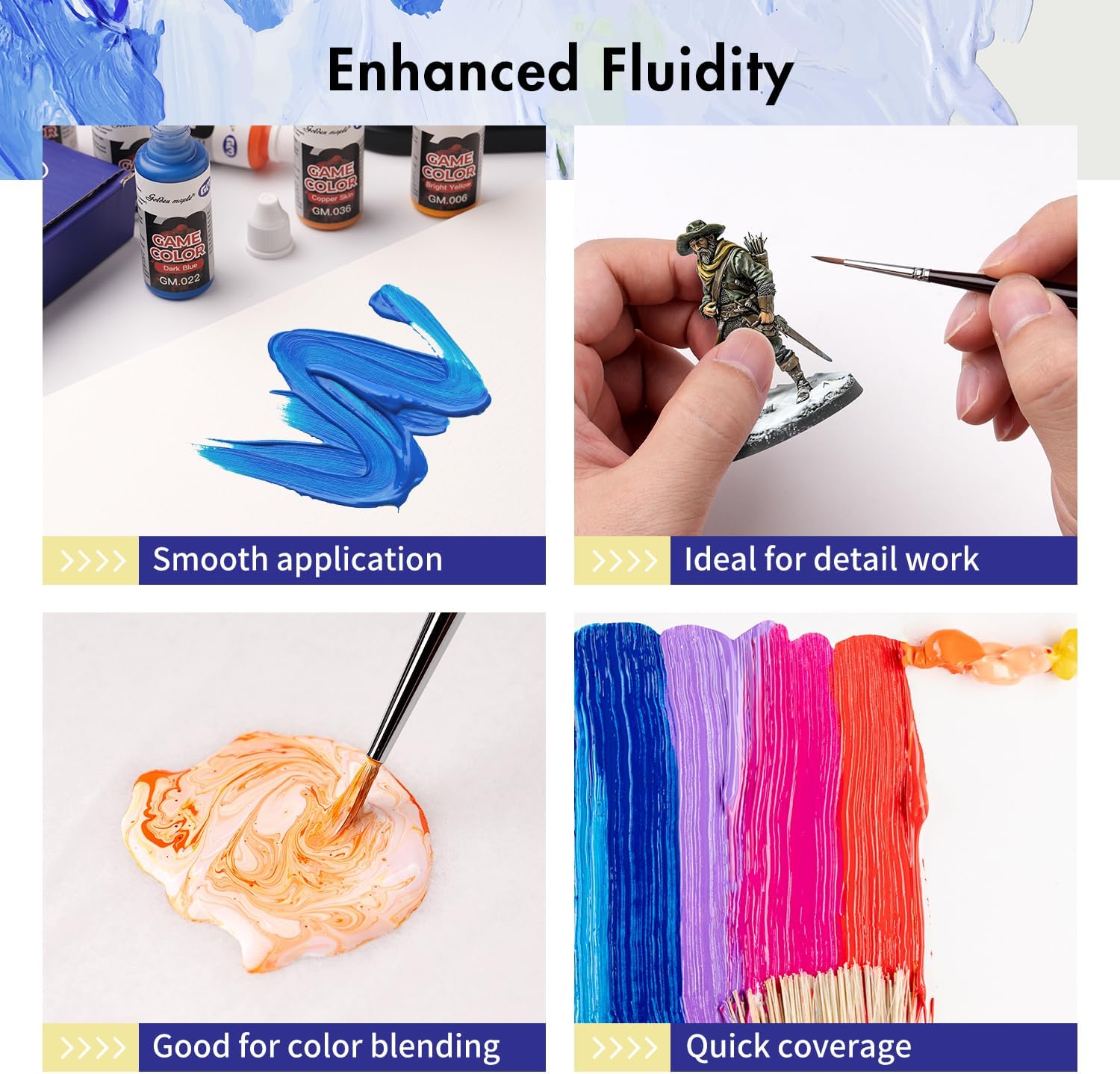 Miniature Paints Set - 16pcs 20ml Miniature Paints Set, with 1 Kolinsky Brush, Acrylic Model Paint Set for Fantasy and Wargame Figures