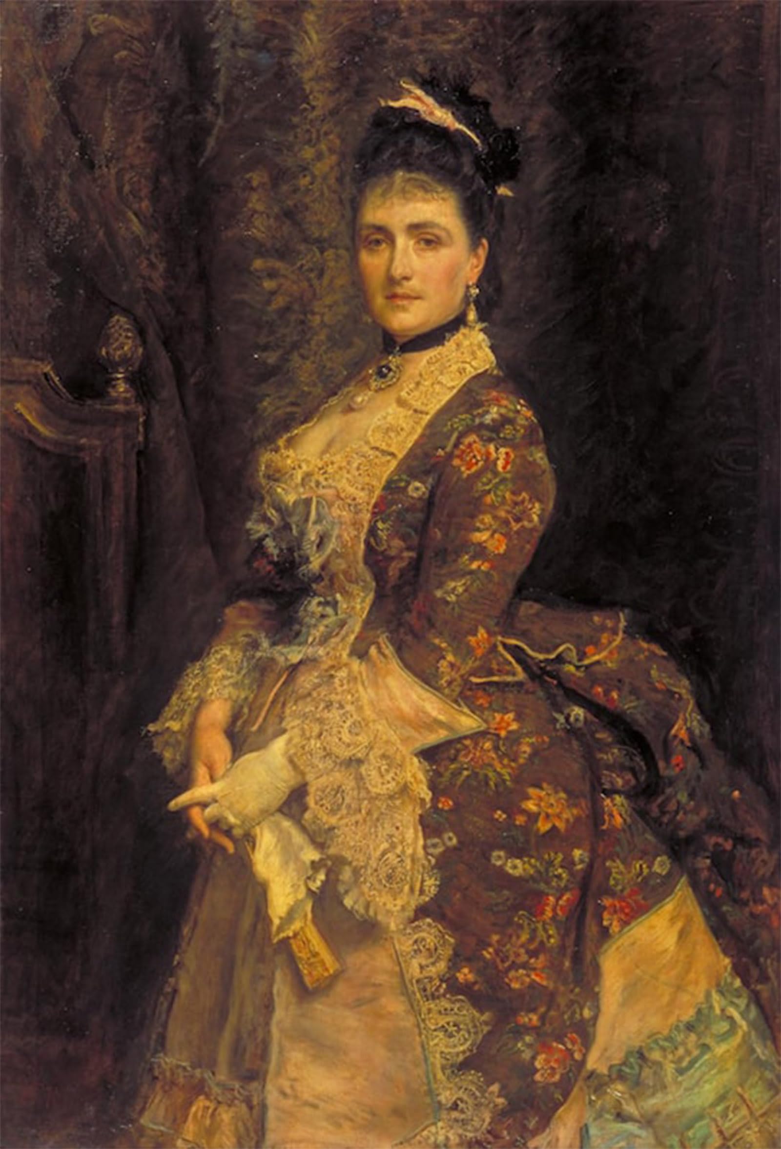 ARTXLXXBN Famous Painting Canvas Artwork Graffiti Print Mrs Bischoffsheim by John Singer Sargent Portrait Canvas Image for Home Decor 60x90cm