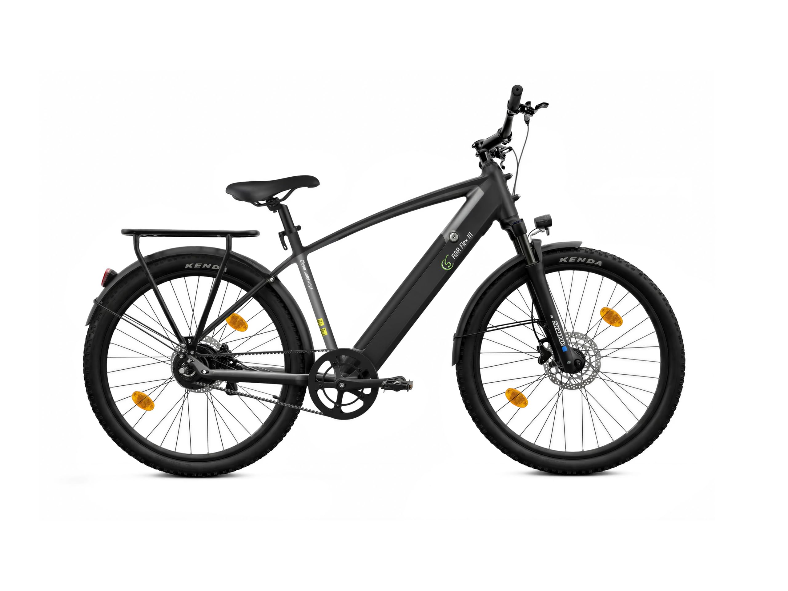 R8R Flex III e-bike da trekking 27,5", batteria 522 Wh, autonomia fino a 150 km in modalità ECO, motore BAFANG, trasmissione a cinghia Gates Carbon Drive, portapacchi robusto
