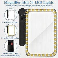 Vista 2 de 6X Large Magnifying Glass with Light for Reading, 8 x 5.2 Inch Lighted Magnifier with 74 LED Cold/Warm Lights(3 Modes) Foldable Handheld Magnifiers