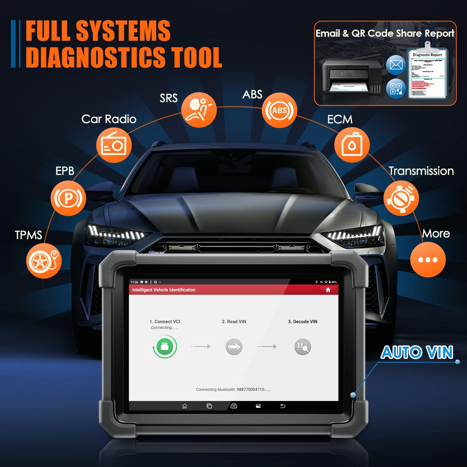 LAUNCH Valise Diagnostic Auto X431 IMMO PLUS Diagnostic Voiture avec Tous systèmes Key IMMO Service 38+ Bi-directionnel Test Actif Obd2 avec CANFD&DOIP FCA Guide V.A.G. 200+ Voiture 2 Ans de Service