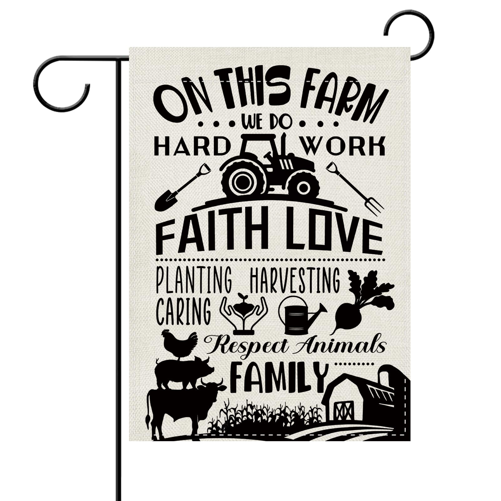 Bandera de jardín decorativa de animales de granja y tractor para decoración exterior