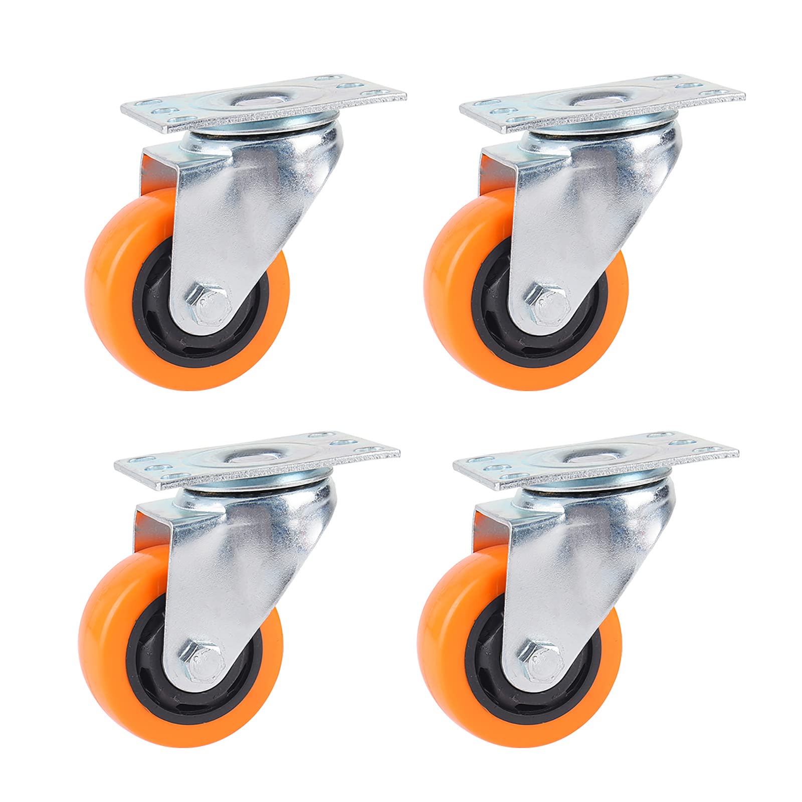 roulettes Robustes pour Meubles de 75 mm/3 Pouces, Roues Mobiles en polyuréthane Orange, roulettes de Rechange pour Chariot, roulettes pivotantes avec Freins, Charge par Roulette 90 kg (3 St